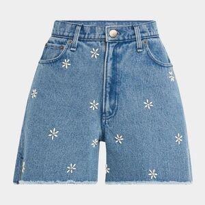 rag&bone, 27;29, Blue Denim Women's Shorts with Floral Embroidery
